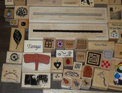 HUGE LOT *** 100+ ASSORTED WOOD MOUNTED RUBBER STAMPS (LOT C)  
