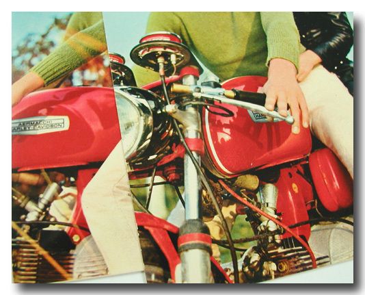   ITALIAN POST CARDS COUPLE ON AERMACCHI HARLEY DAVIDSON SPRINT  