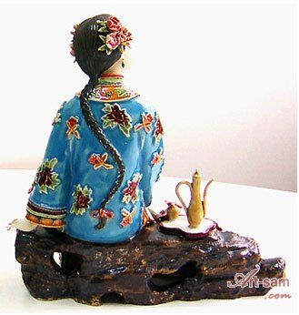 Porcelain Figurine Japanese Kimono Geisha Lady   Playing Bird