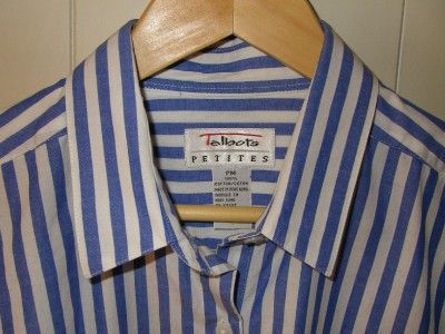 Talbots Blue and White Stripe Shirt Womens Size PM  