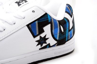 DC Mens Shoes Court Graffik SE 300927 White/Blue Plaid  
