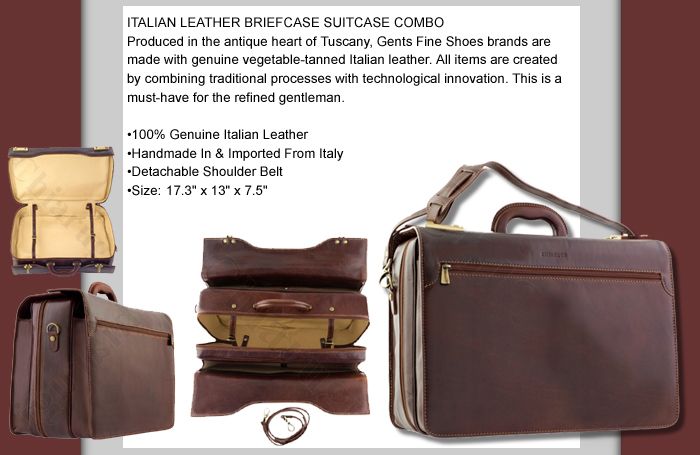 CHIARUGI ITALIAN LEATHER BRIEFCASE SUITCASE BROWN p4463  