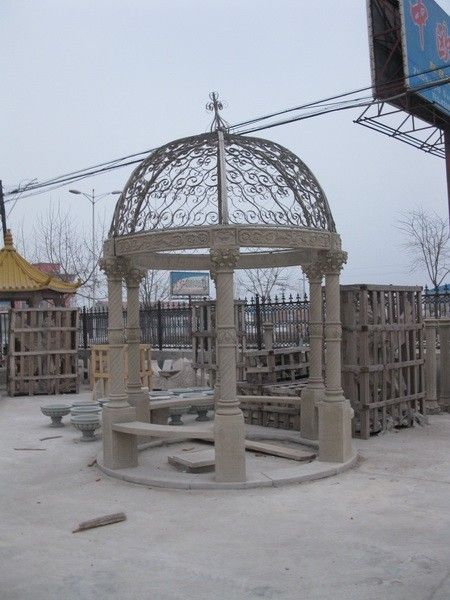 NICE HAND CARVED SANDSTONE VICTORIAN STYLE GAZEBO  