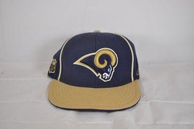 REEBOK ST. LOUIS RAMS LOGO NAVY BLUE, WHITE AND GOLD FITTED HAT 7 