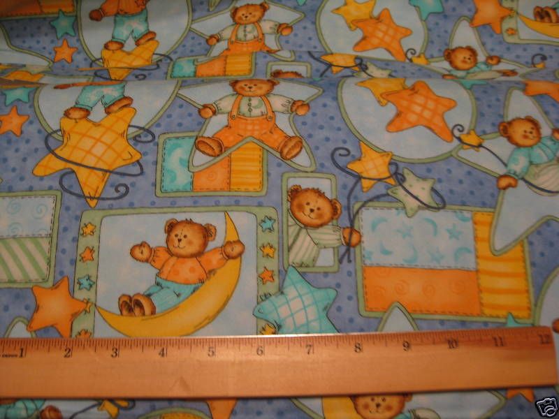 Milky Way Bear patch Flannel Fabric 1 yd/Leslie Beck  