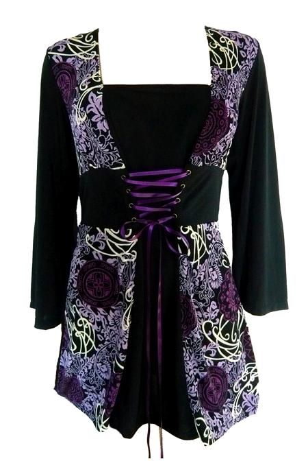 Purple and Black Plus size Fiona Corset Blouse  