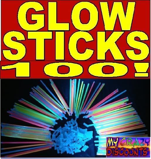 100 GLOW PARTY STICKS neckless dance rave birthday A6  