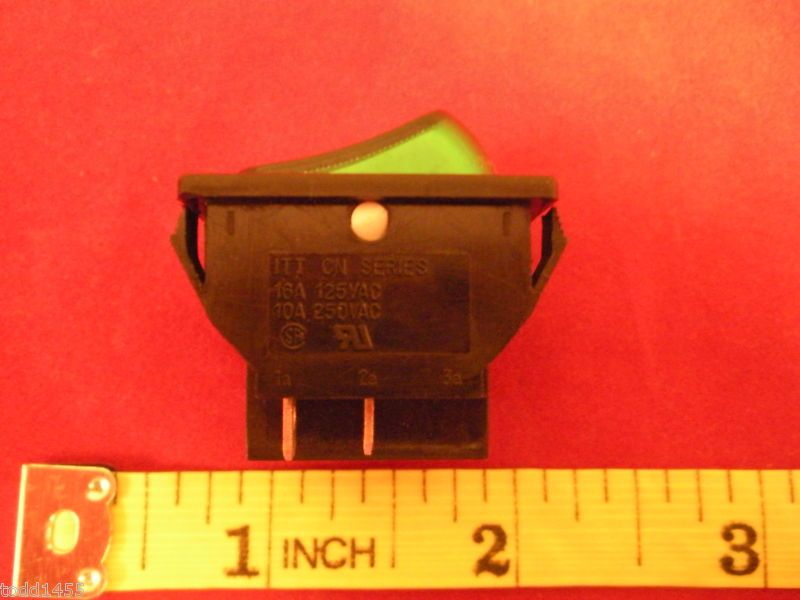 ITT CN Series Neon Green Rocker Switch 16a 125VAC New  