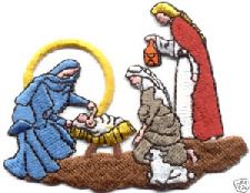 CHRISTMAS NATIVITY EMBROIDERED IRON ON APPLIQUE  