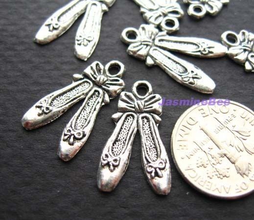 Ballet Shoes Metallic Charms Pendants Beads 20mm*12  