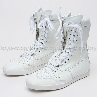 Mens Zipper&Double Lace up High Top Shoes Sneakers  