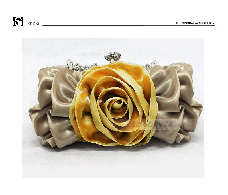 T26103 Women Eveing Bag Polyester Beautiful Rose Wedding Clutch 