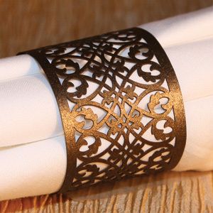 Napkin Rings   Chocolate Filigree   pack of 10  