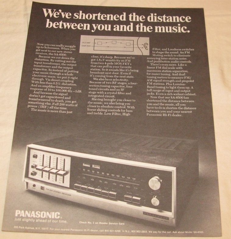 Panasonic SA 6500 Stereo Receiver PRINT AD 1971  