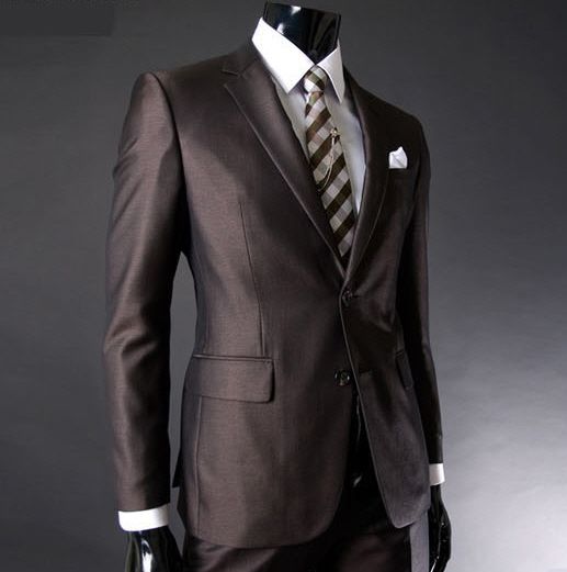 MT195 Luxuary Slim Fit 2 Button Dress Suit Brown  