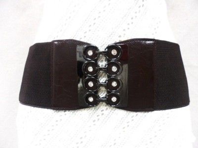   WIDE ELASTIC BELT W/ CIRCLES AND RHINESTONES BUCKLE 29 38  