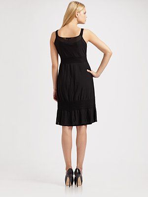 NEW EILEEN FISHER WOMAN BLACK V NECKLINE K/L DRESS W/SLIP CRINKLE 