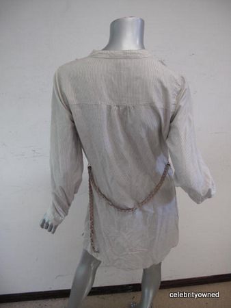 Joie Gray/White Pin Stripe Button Down Tunic W/ Belt M  