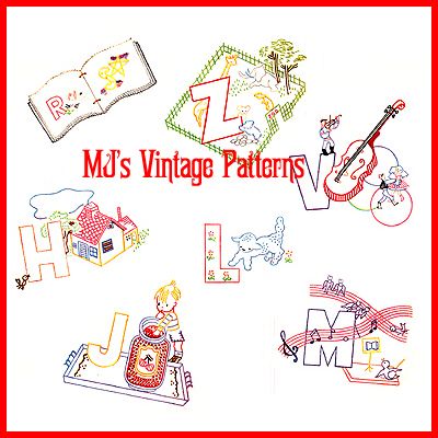 Vintage Embroidery Pattern ~ Childs Alphabet Book  