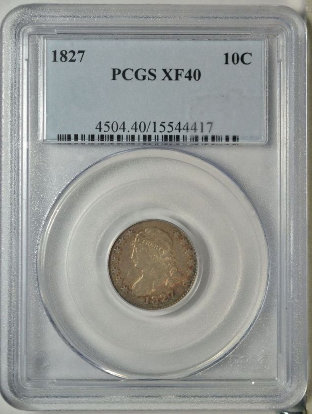 1827 Capped Bust dime, large size, PCGS XF40  