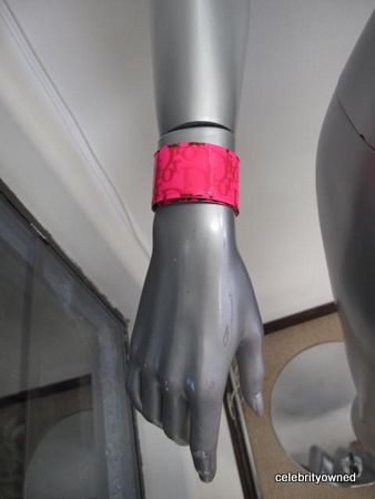 Christian Dior Pink/Black Plastic Slap Bracelet  