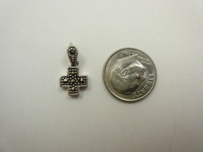 Sterling Silver Marcasite Mini Cross Pendant and Necklace 16  