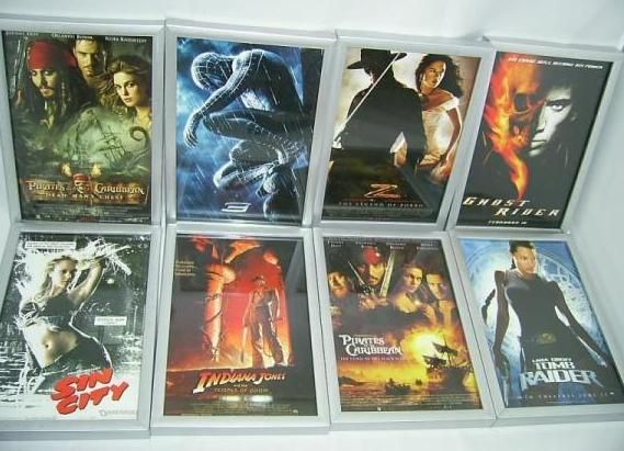 Lot 8 Mini Framed Movie Posters Pirates Spiderman Tomb+  