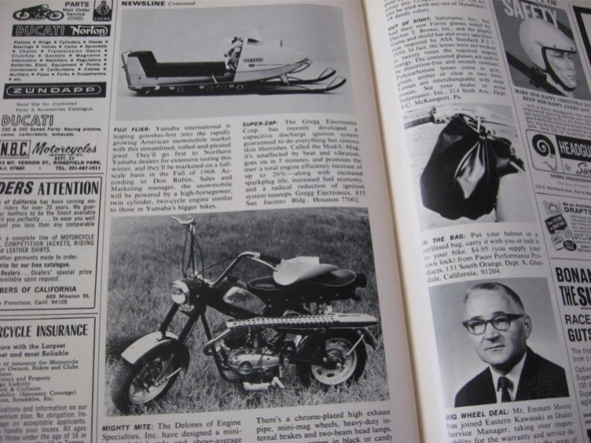 Cycle 1968 Magazine, Harley XLH,Yamaha YDS 5,Ducati 160  