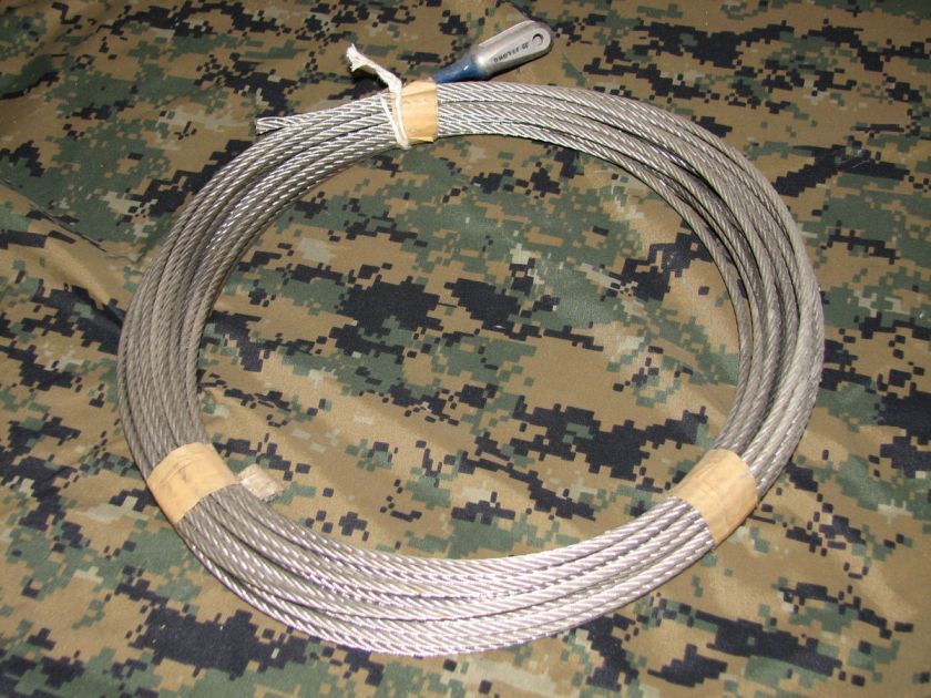   steel wire rope 78 ft long military antenna guy wire 1/4 unused US GI