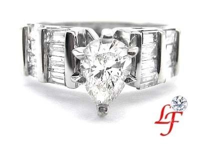 55 ct PEAR SHAPED CUT DIAMOND ENGAGEMENT RING 14k WG  