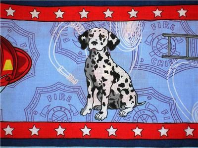 New Fireman Fabric BTY Fire Truck Hose Hat Man Hydrant Dalmation Dog 