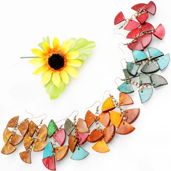 Wholesale 11PCS Mix Coconut Triangle Bead Hoop Earrings  