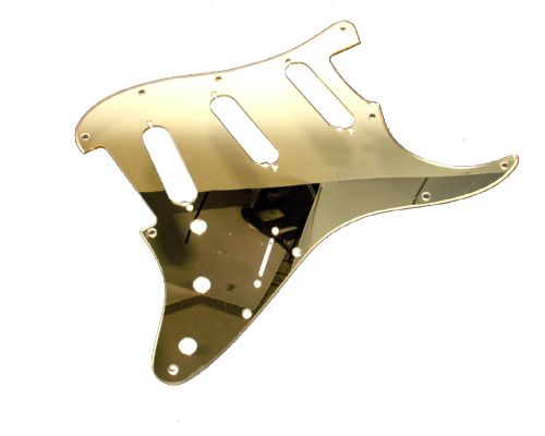 Strat Pickguard,3 Single Coil, Gold Mirror,Fits Fender  