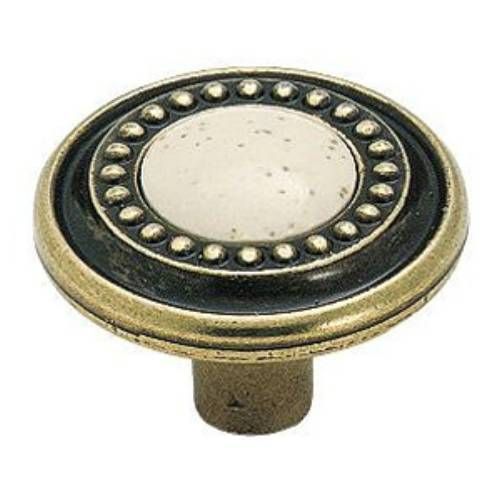 Amerock CM862 BB Allison 1 1/4 Brass & Oatmeal Knob  