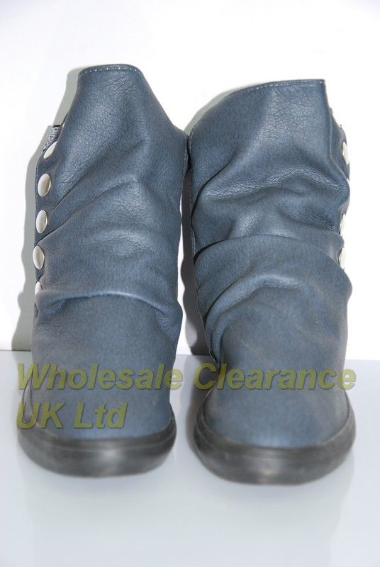 WHOLESALE LOT CHEAPO DARK GREY LEATHER FEEL ANKLE BOOT  