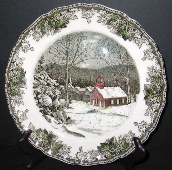 JOHNSON BROS FRIENDLY VILLAGE SCHOOL HOUSE DINNER PLATE  