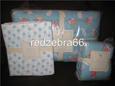   Karina Twin Quilt+Sham+Sheet Set Aqua Blue 5 pc ALL BRAND NEW  