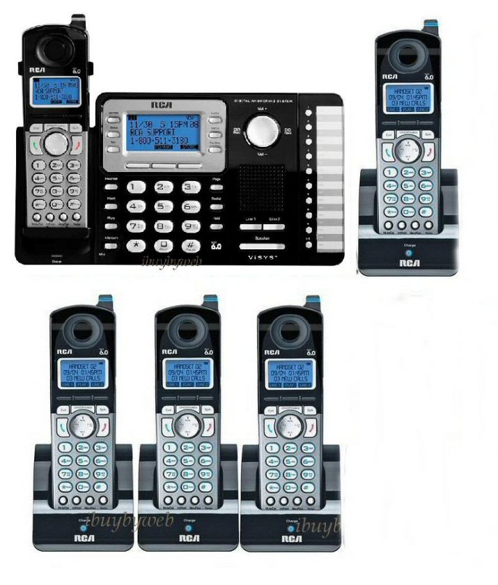 RCA 25252 +4 25055RE1 DECT 6.0 2 Line 5 Cordless Phones  