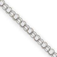 New 14k White Gold 3mm Solid Double Link Charm Bracelet  