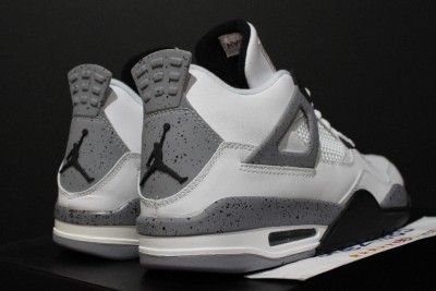 2012 Nike Air Jordan IV 4 Retro Wht/Black/Cement Grey **READY TO SHIP 