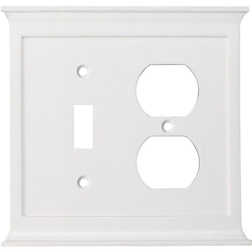 allen + roth 5 3/8 x 5 1/8 White Combination Metal Wall Switch Plate 