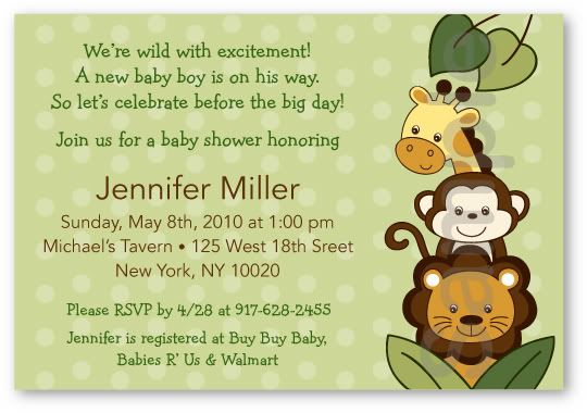 Safari Friends Jungle Animal Baby Shower Invitation  