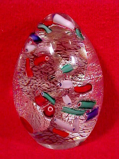 Vintage Venetian Murano Glass Egg Paperweight & Label  