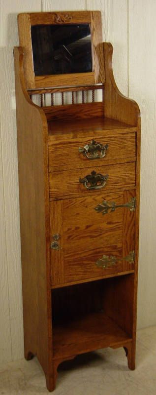 Antique Oak Arts & Crafts Shaving Stand  