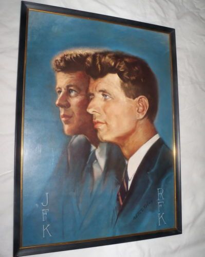 Vintage JFK RFK Alton S Tobey Lithograph Poster Framed  