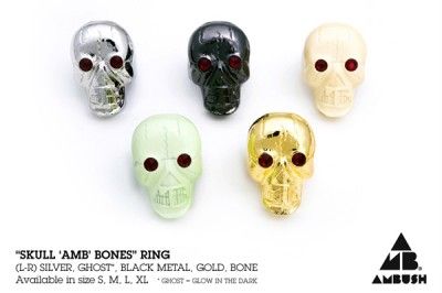 AMBUSH ANTONIO MURPHY&ASTRO SKULL AMB BONE RING SILVER  