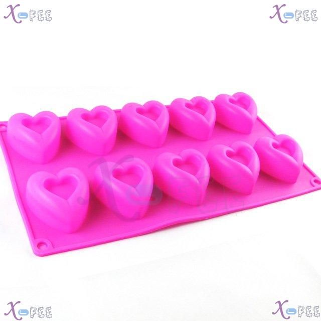   Kitchen 10 Hearts Shape Silicone Bakeware Baking Mold Jelly Cake PAN