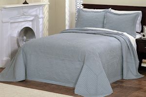   FRENCH TILE KING BLUE QUILT COVERLET BEDSPREAD BEDROOM BEDDING NEW