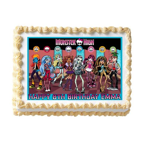 MONSTER HIGH #5 Edible Birthday Party Cake Image Topper Custom NEW 