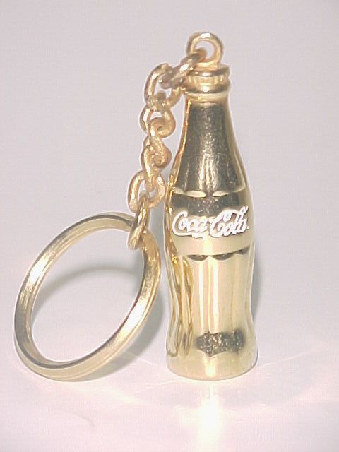 Vintage  COCA COLA Gold colour bottle metal key chains  